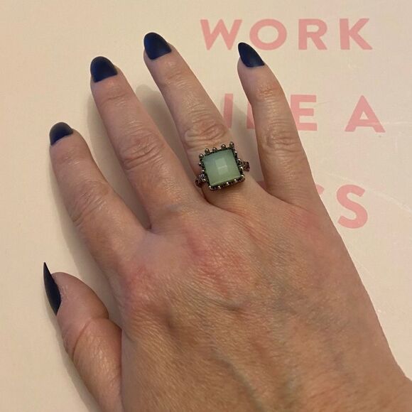 The Thrones 925 Silver Vintage inspired Peridot ring sz 7 - Picture 4 of 8